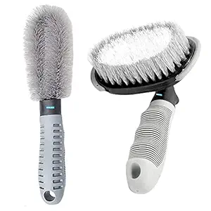 417KjeGoO0L._SY300_SX300_QL70_FMwebp_ WEAPONWIDE Car Motorcycle Wheel Tire Brush + Hub Clean Brush Cleaning Tool Kit,Set of 2 - Image 1