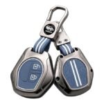 Metal & Silicone Key Cover for Maruti- Suzuki Car Keys | Blue Finish | Metal & Silicone | Keychain Included | Precision Fit | Scratch Resistant
